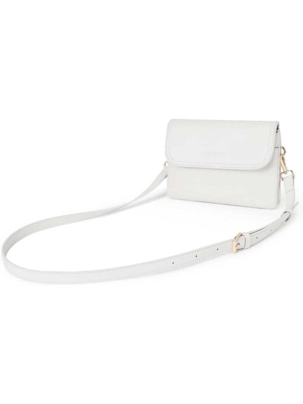 Women's White Leather Small Crossbody Bags Mini Purse with Adjustable Strap